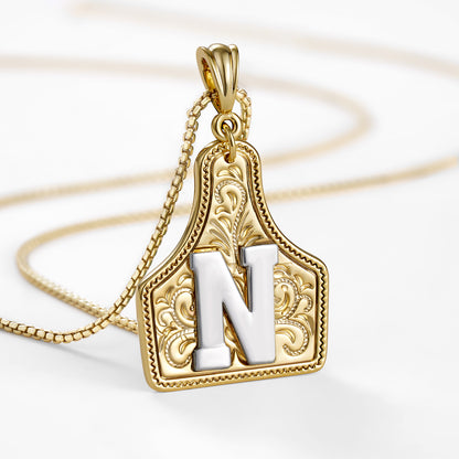 KISSYAN Letter Pendant CowTag Initial Necklace