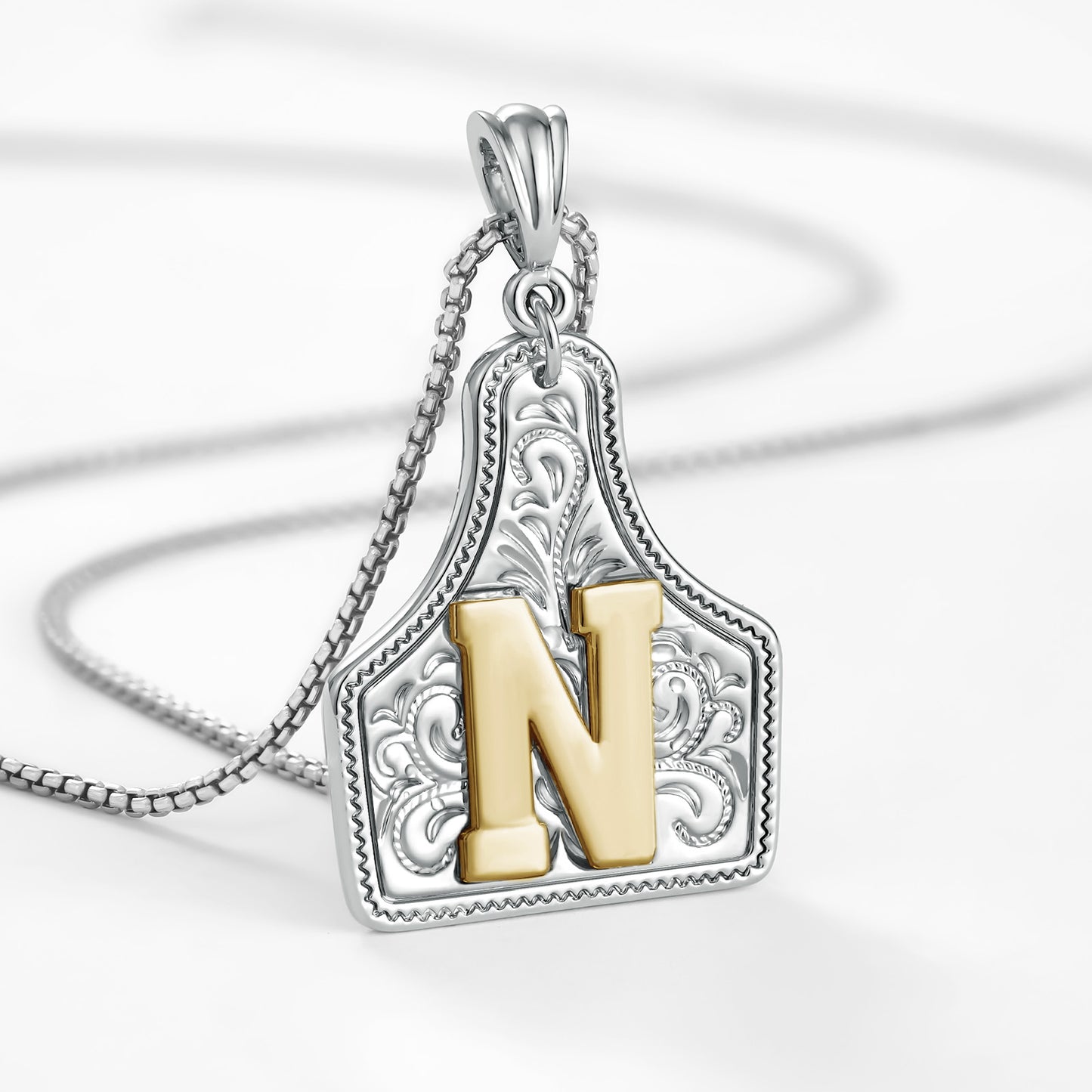 KISSYAN Letter Pendant CowTag Initial Necklace