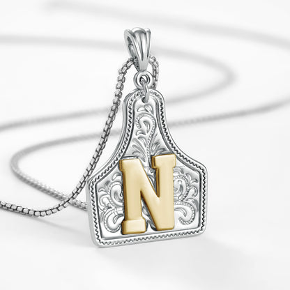 KISSYAN Letter Pendant CowTag Initial Necklace