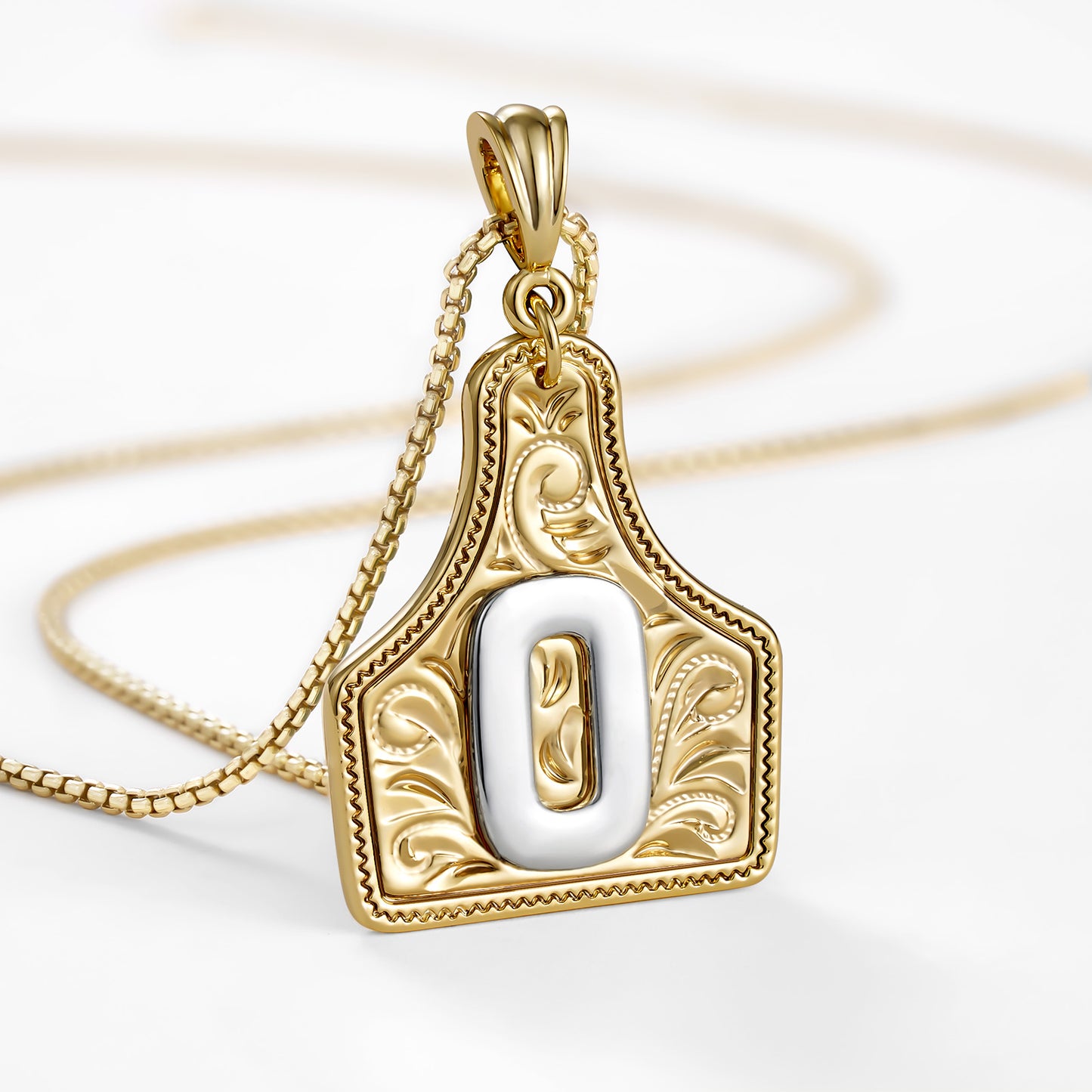 KISSYAN Letter Pendant CowTag Initial Necklace