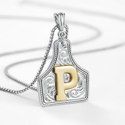 KISSYAN Letter Pendant CowTag Initial Necklace
