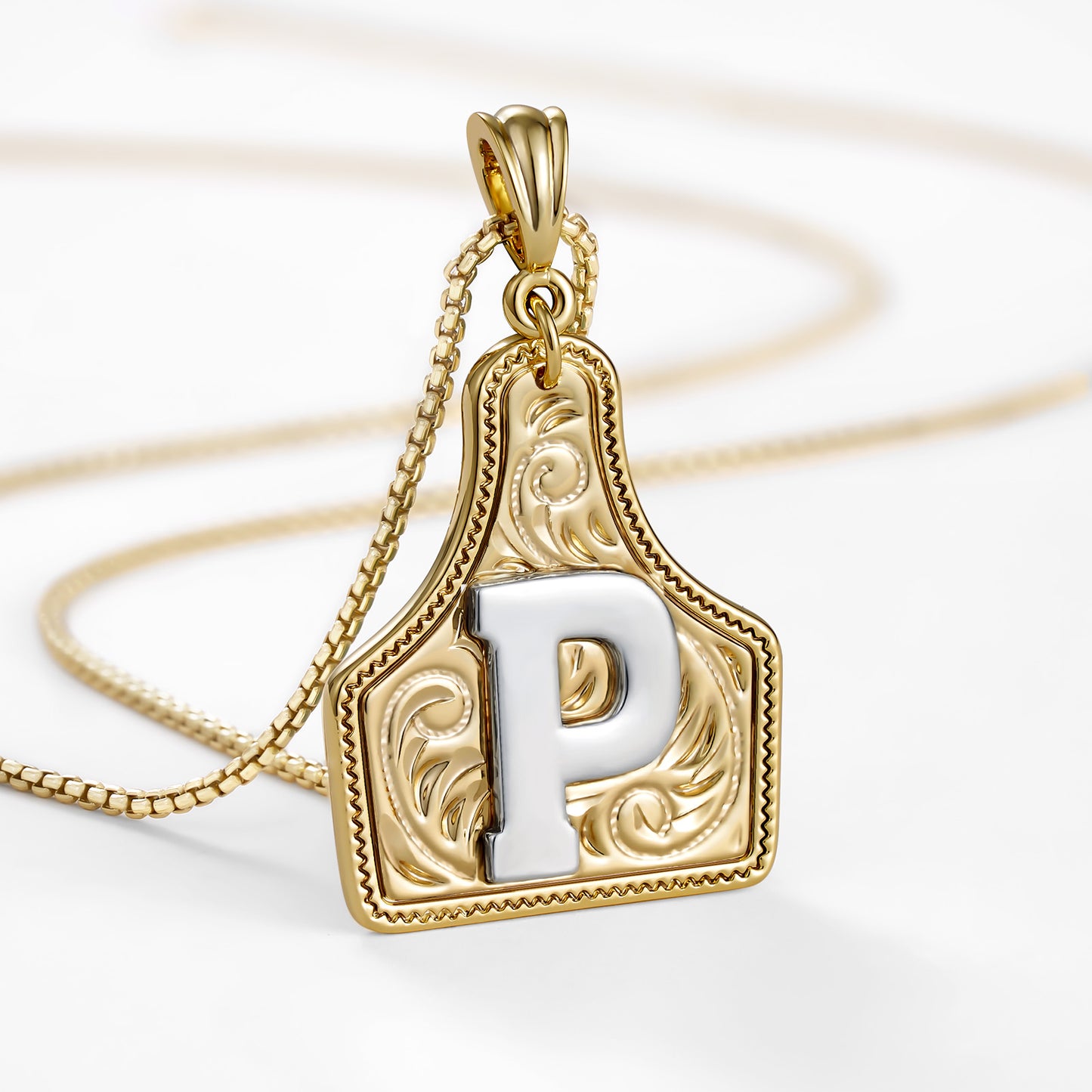 KISSYAN Letter Pendant CowTag Initial Necklace
