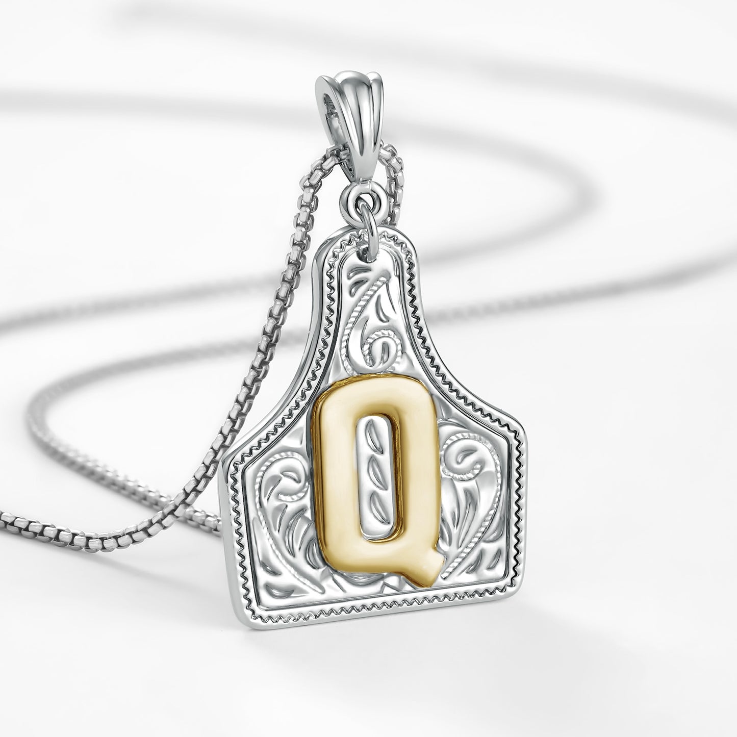 KISSYAN Letter Pendant CowTag Initial Necklace