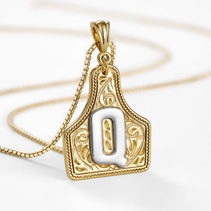 KISSYAN Letter Pendant CowTag Initial Necklace