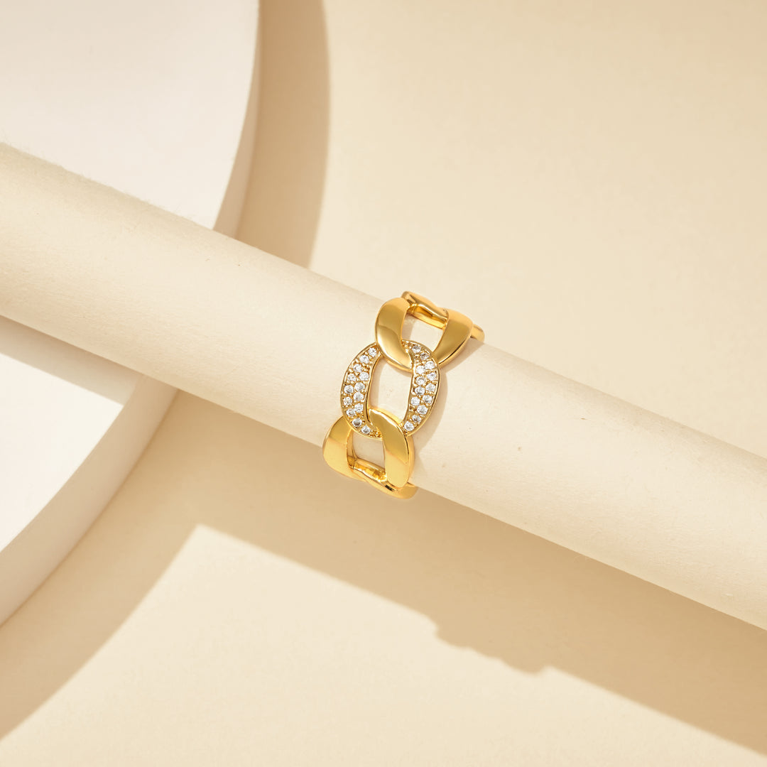 Adjustable Open Chunky Finger Rings-Cuban Link