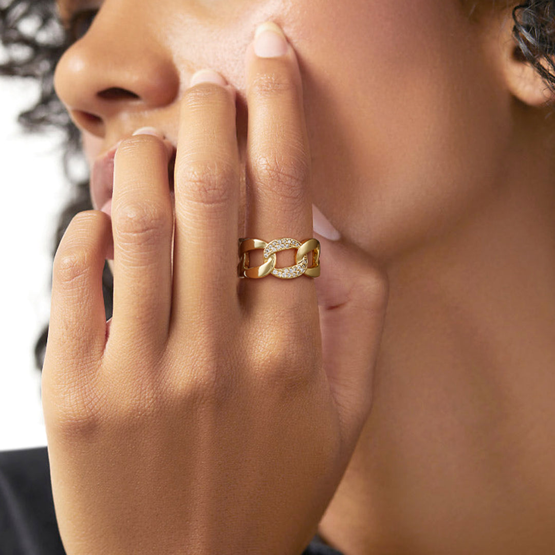 Adjustable Open Chunky Finger Rings-Cuban Link