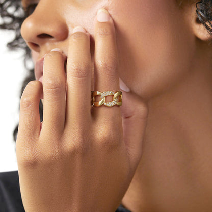 Adjustable Open Chunky Finger Rings-Cuban Link