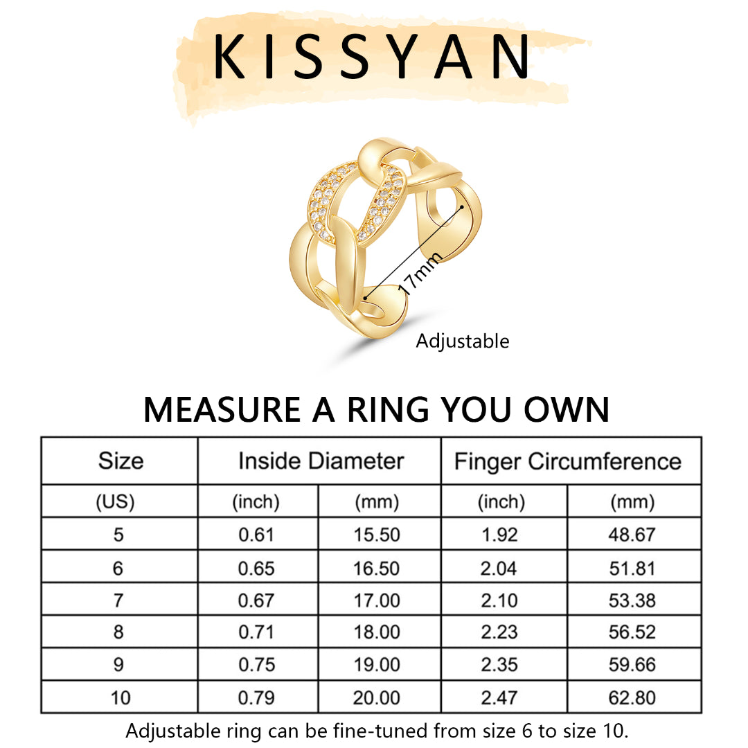 Adjustable Open Chunky Finger Rings-Cuban Link