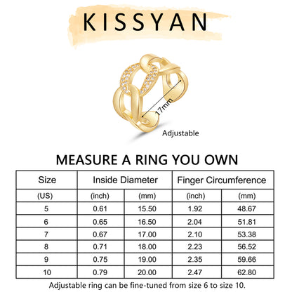 Adjustable Open Chunky Finger Rings-Cuban Link