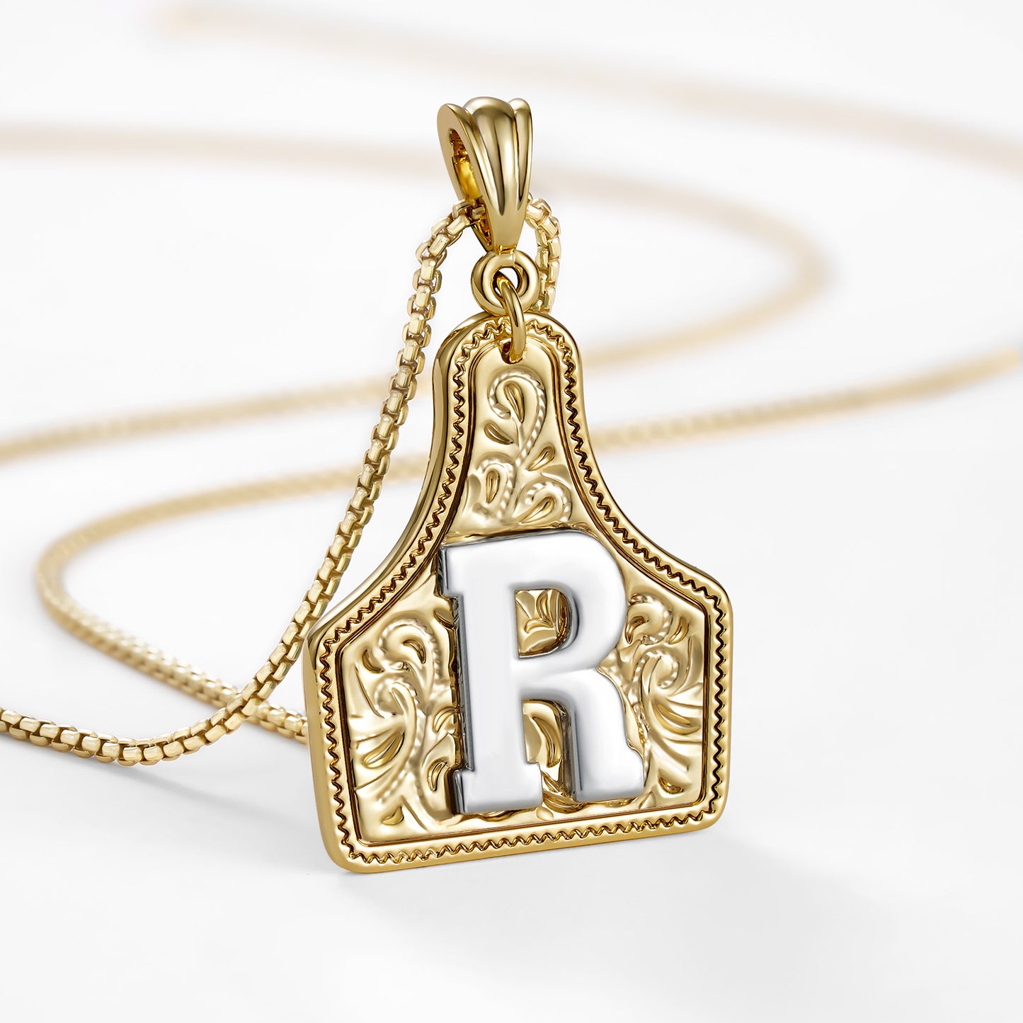 KISSYAN Letter Pendant CowTag Initial Necklace