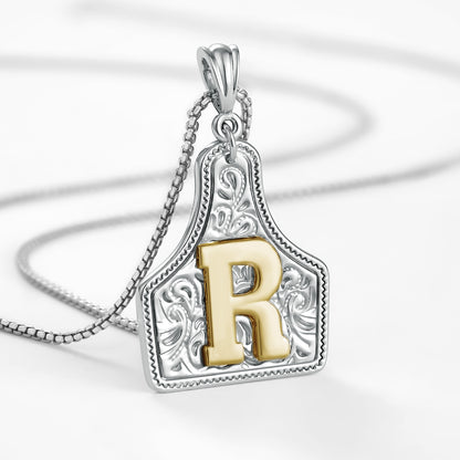 KISSYAN Letter Pendant CowTag Initial Necklace