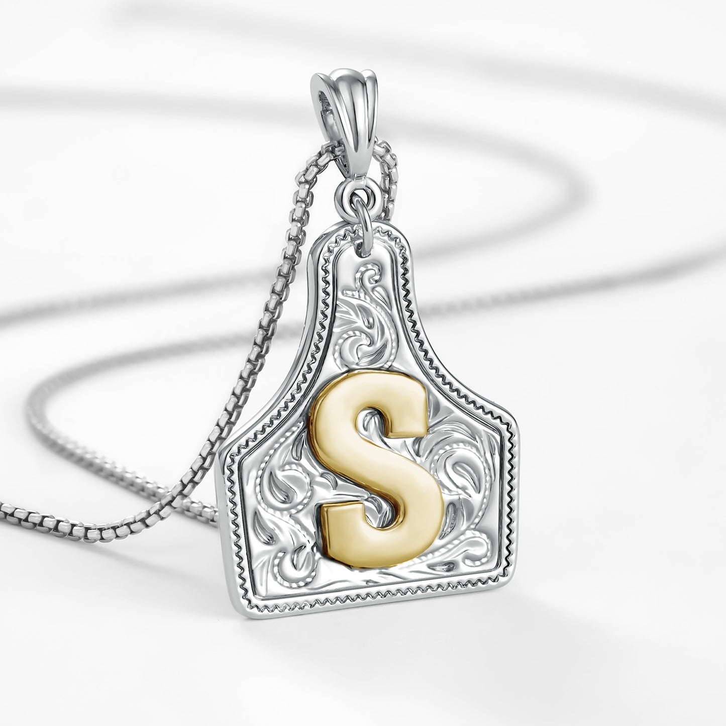 KISSYAN Letter Pendant CowTag Initial Necklace