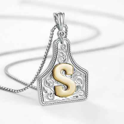 KISSYAN Letter Pendant CowTag Initial Necklace