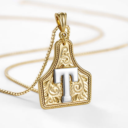 KISSYAN Letter Pendant CowTag Initial Necklace