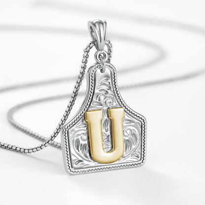 KISSYAN Letter Pendant CowTag Initial Necklace