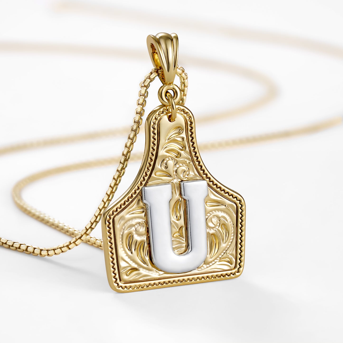 KISSYAN Letter Pendant CowTag Initial Necklace