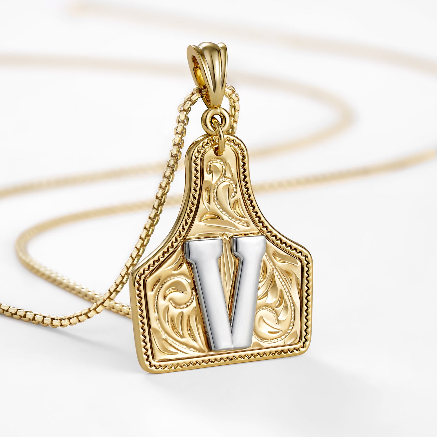 KISSYAN Letter Pendant CowTag Initial Necklace