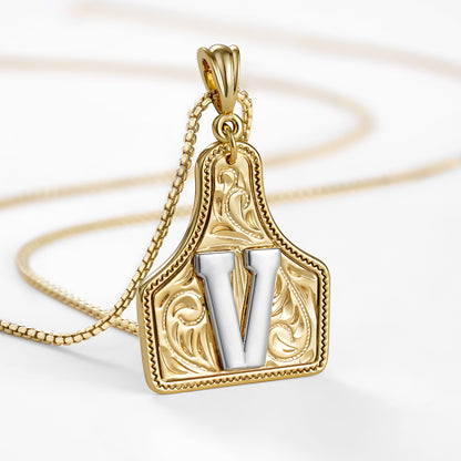 KISSYAN Letter Pendant CowTag Initial Necklace