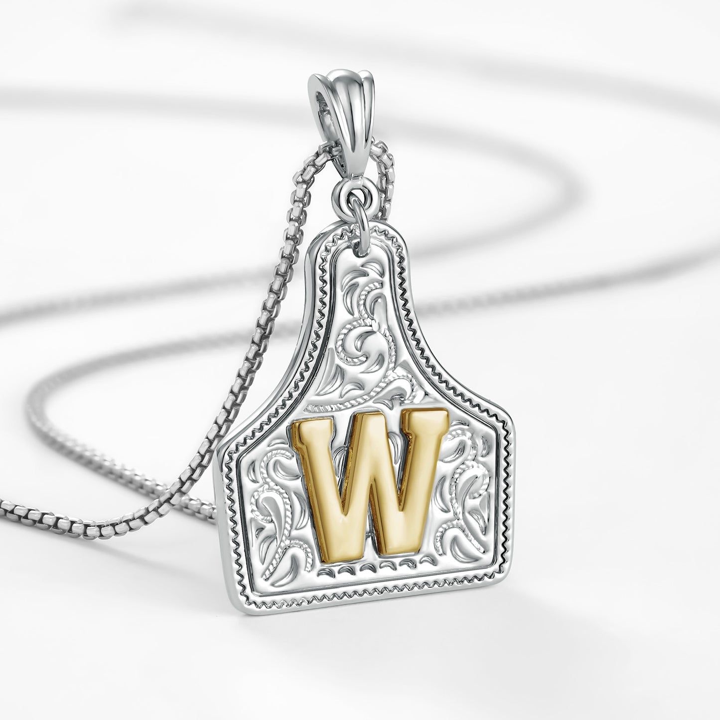 KISSYAN Letter Pendant CowTag Initial Necklace