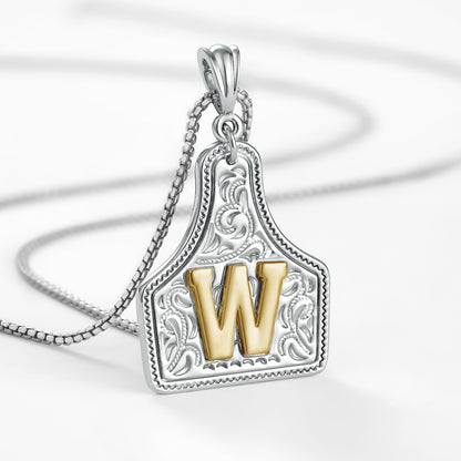KISSYAN Letter Pendant CowTag Initial Necklace