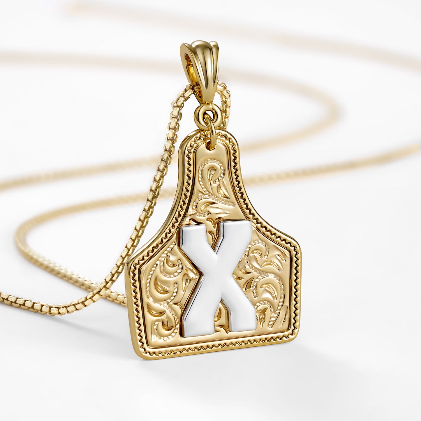 KISSYAN Letter Pendant CowTag Initial Necklace