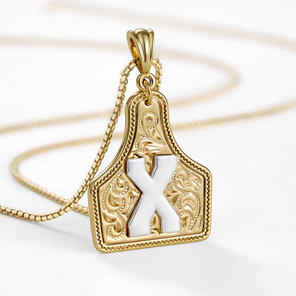 KISSYAN Letter Pendant CowTag Initial Necklace