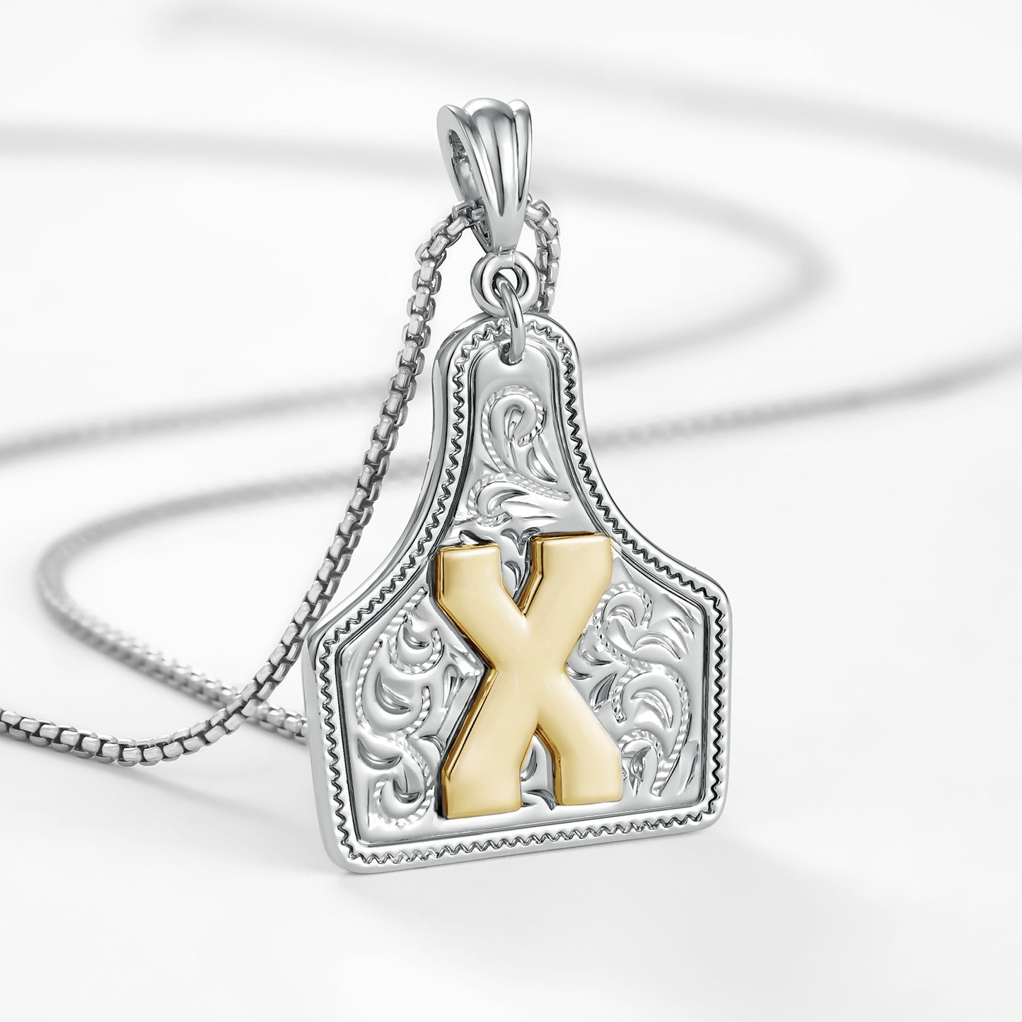 KISSYAN Letter Pendant CowTag Initial Necklace