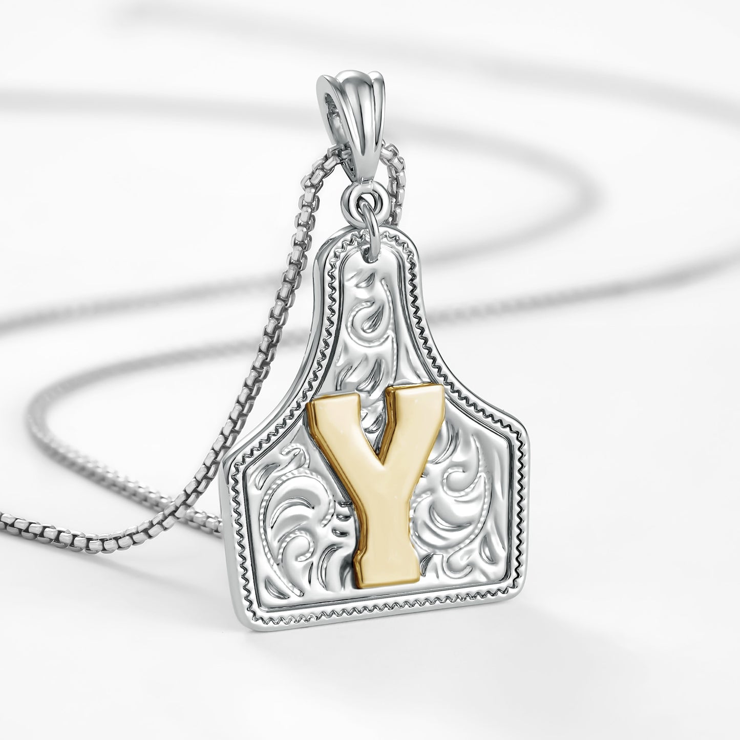 KISSYAN Letter Pendant CowTag Initial Necklace