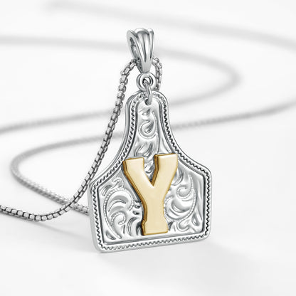 KISSYAN Letter Pendant CowTag Initial Necklace