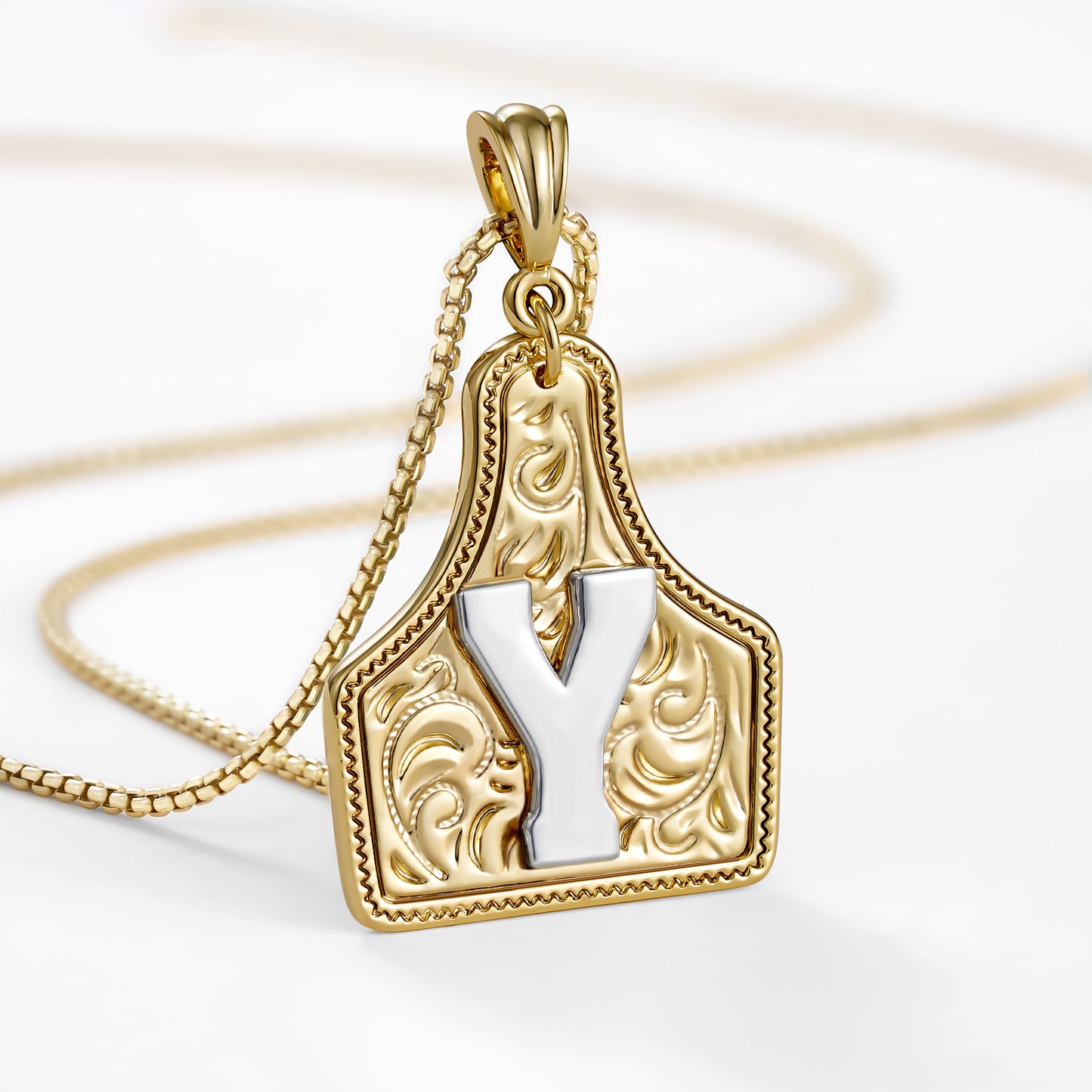 KISSYAN Letter Pendant CowTag Initial Necklace