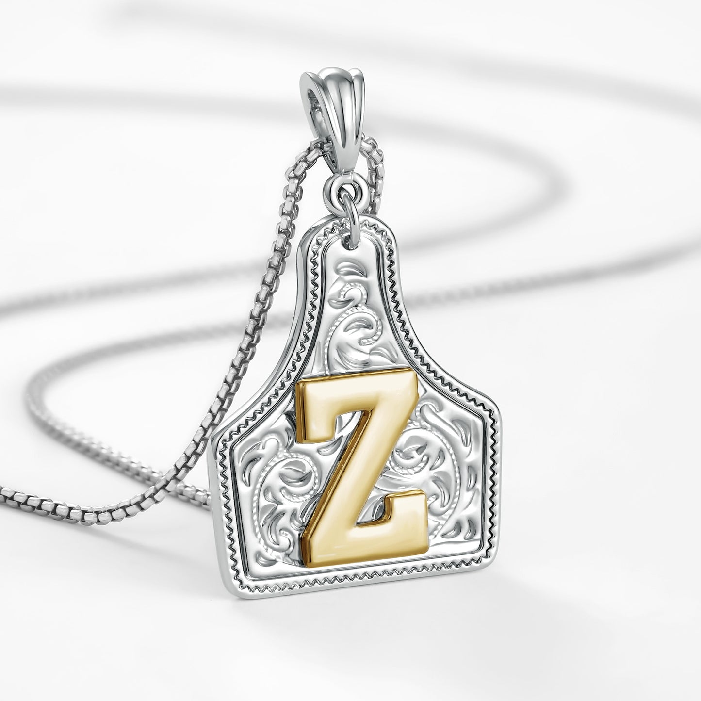 KISSYAN Letter Pendant CowTag Initial Necklace