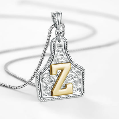 KISSYAN Letter Pendant CowTag Initial Necklace