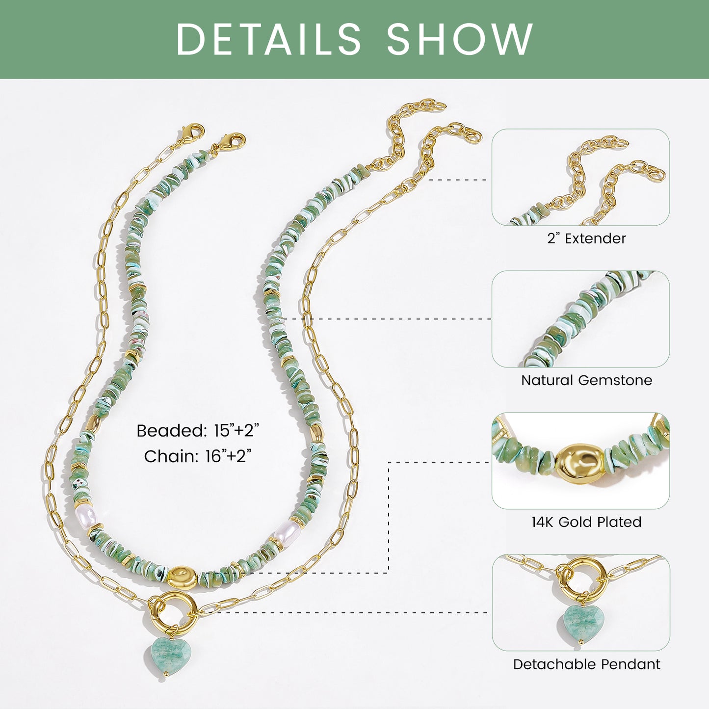 KissYan Necklaces Layered Paperclip Choker with Heart Pendant