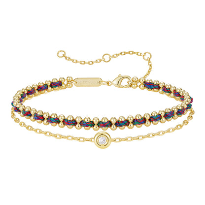 KissYan Adjustable Sports String  Stackable Bracelet 14K Gold Plated