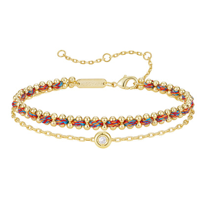 KissYan Adjustable Sports String  Stackable Bracelet 14K Gold Plated