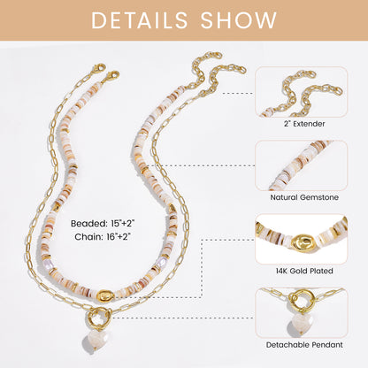 KissYan Necklaces Layered Paperclip Choker with Heart Pendant