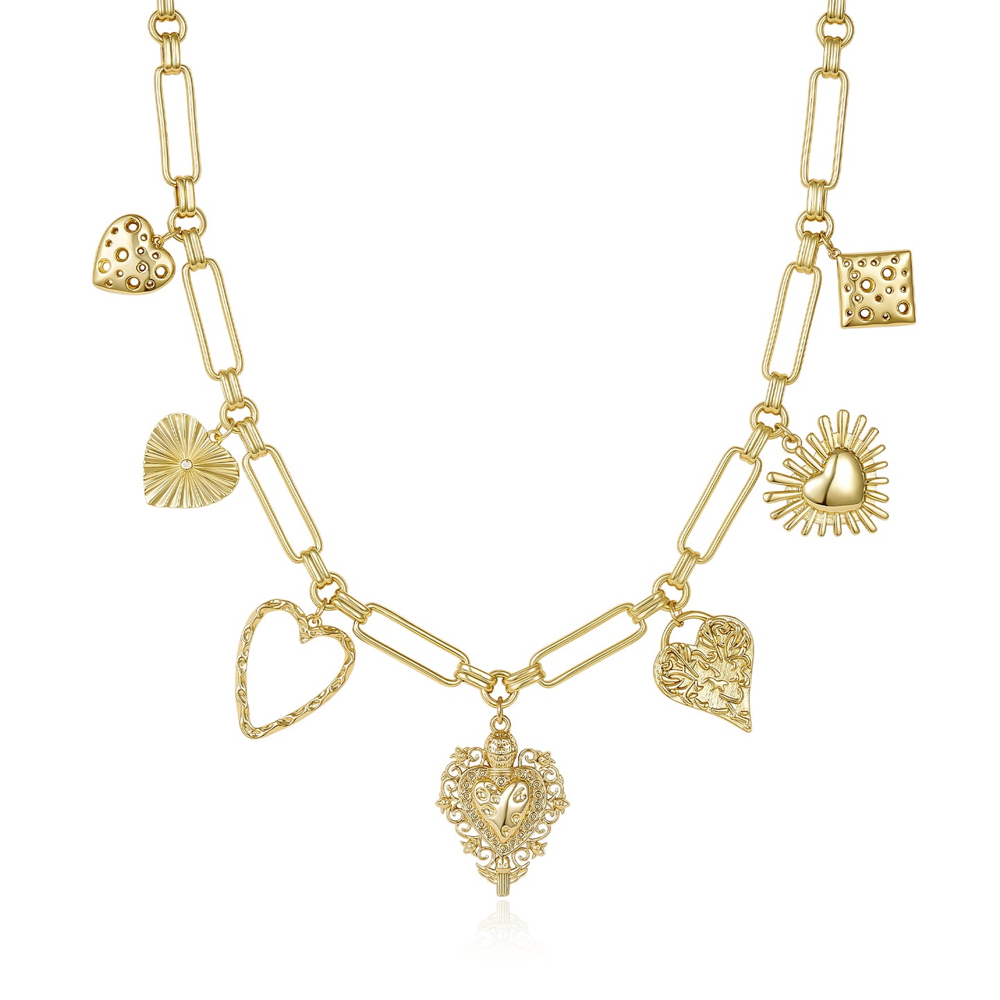 KissYan Chunky Love Heart Pendant Charm Necklace