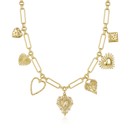 KissYan Chunky Love Heart Pendant Charm Necklace