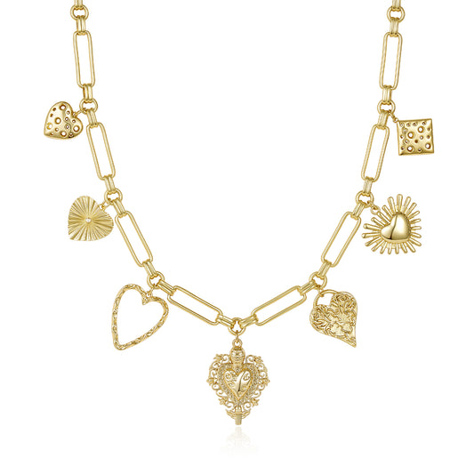 KissYan Chunky Love Heart Pendant Charm Necklace