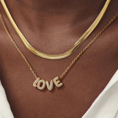 Sterling Silver Bubble Letters Necklace