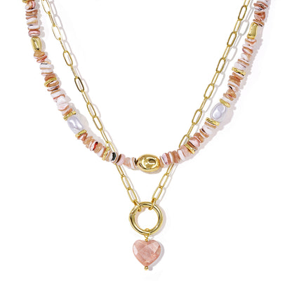 KissYan Necklaces Layered Paperclip Choker with Heart Pendant