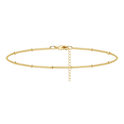 Close-up of Snake Chain on Dainty 14k Gold Ankle Bracelet
