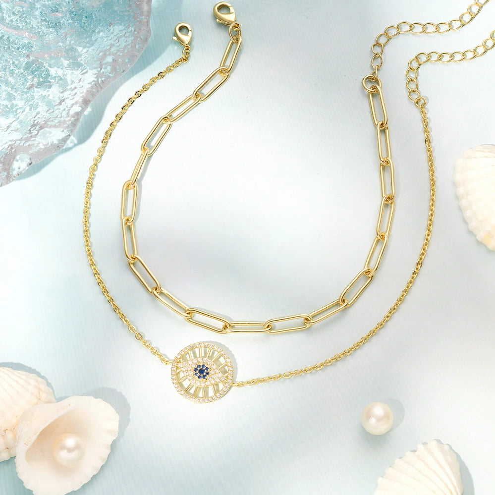 Elegant Layering Ankle Bracelet in 14K Gold Plating