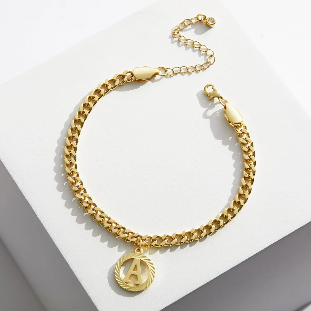 Personalized Cuban Link 14K Gold Plated Anklet for Women