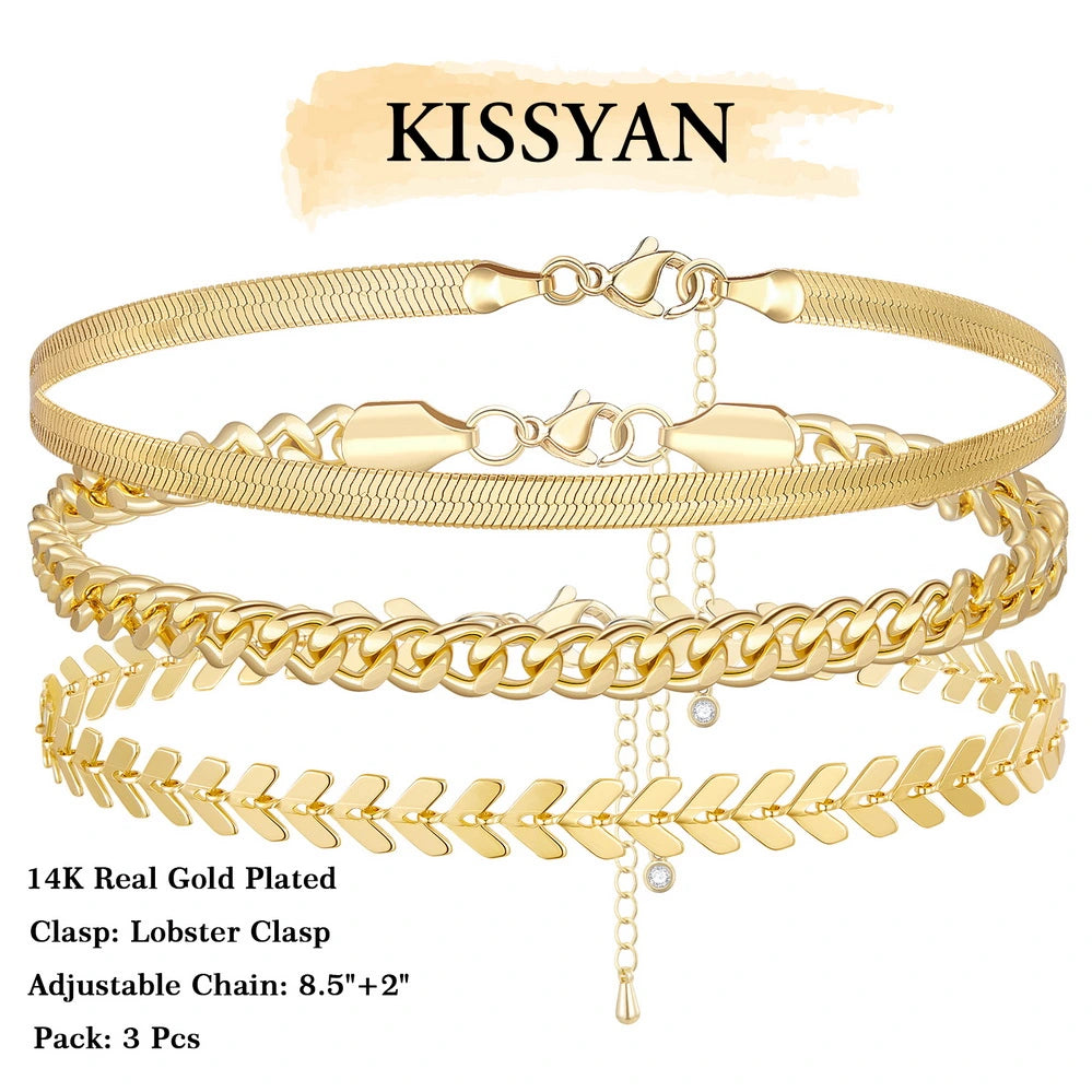 Luxurious 14k gold anklet set for the modern woman