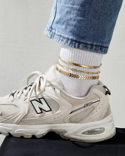 Chic 14k gold anklet set with unique chain designs