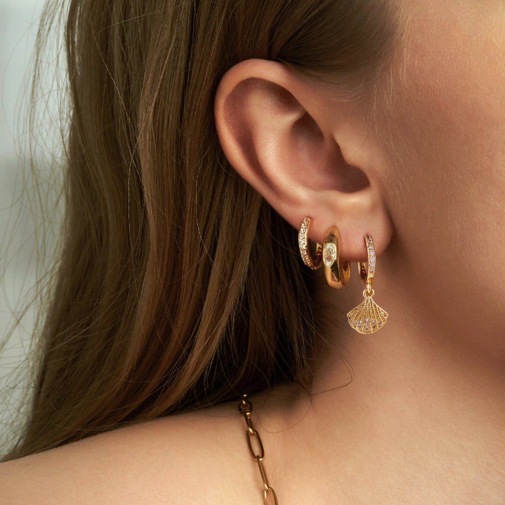 14K Gold Earrings with Unique Shell Design