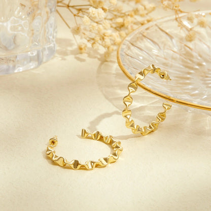 Elegant Large Twist Hoop in 14K Gold Geometric Twisted Huggie Hoops Earrings