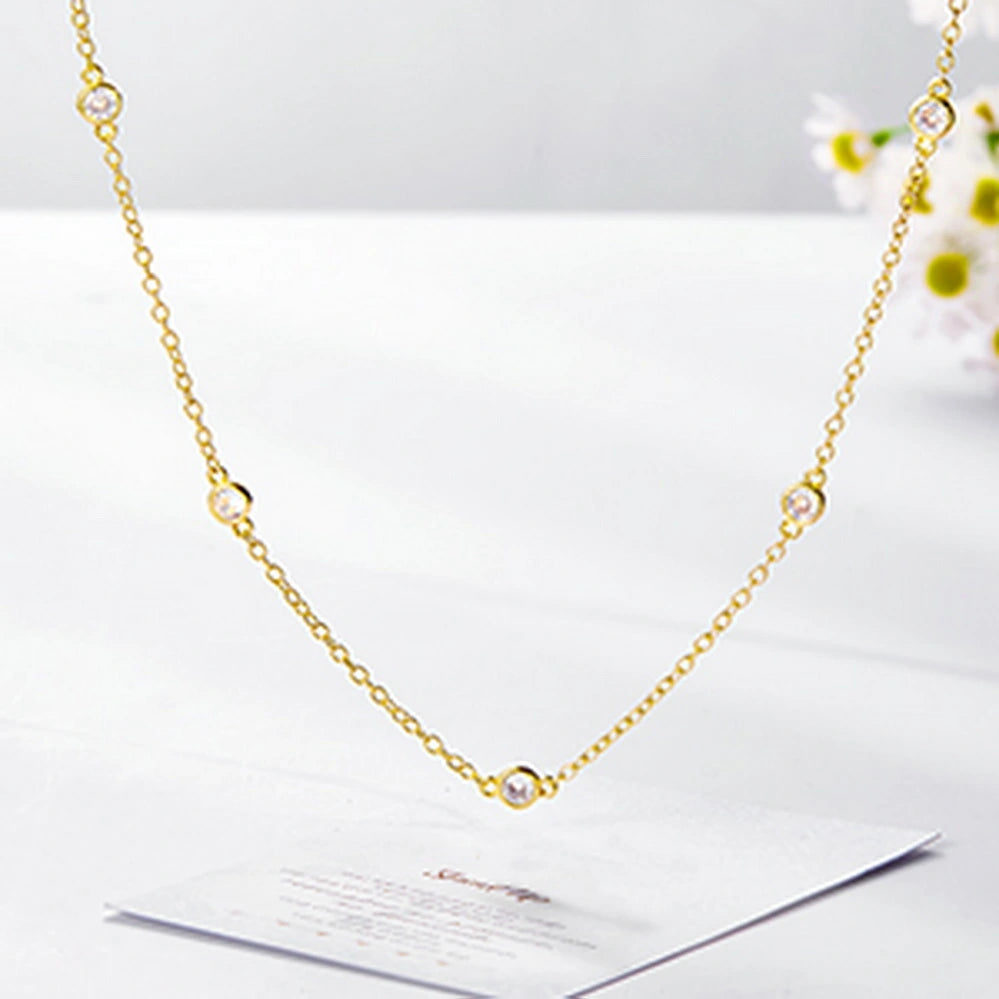 Elegant 4mm Round Rhinestone Necklace