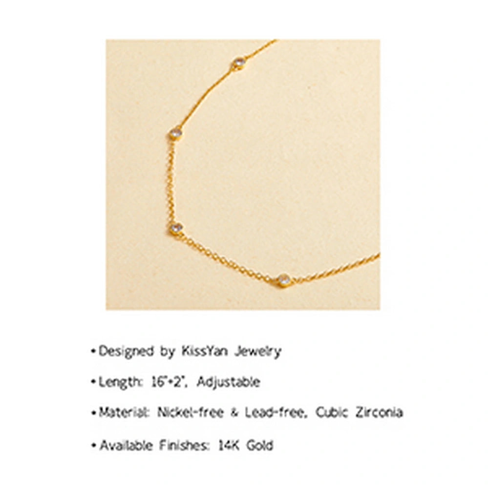 Simple and Elegant 4mm Round Rhinestone Necklace